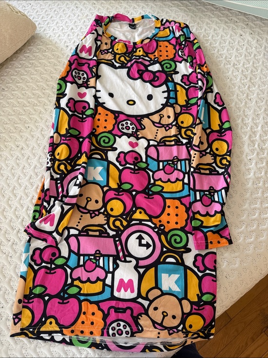 Hello Kitty Dresses & Skirts - Hello Kitty Multicolor Graphic Long-Sleeve Kids Nightgown — Pink, Yellow, Blue